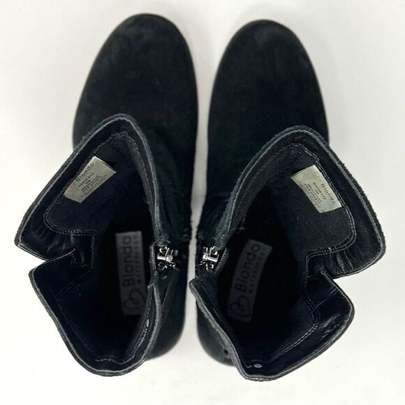 Blondo Talia Black Waterproof Suede Leather Moto Buckle Strap Zip Ankle Bootie 6 - Picture 5 of 12